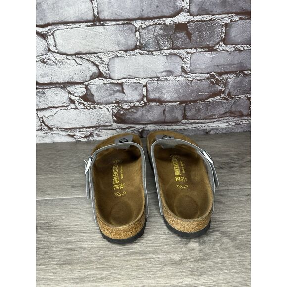 Birkenstock Gizeh Silver Birko Flor Leather Thong Sandals Women Sz 39EU/8.5M US - Picture 15 of 16